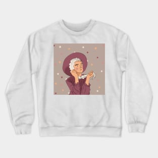 Calm girl with lovely hat Crewneck Sweatshirt